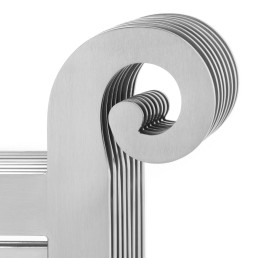 Close-up of AEON Grandeur radiator in Brushed Matt Stainless Steel finish